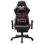 vidaXL Chaise de jeu avec repose-pied Noir et bordeaux Cuir artificiel