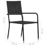 vidaXL Chaises de salle à manger d'extérieur 6 Pièces Résine tressée Noir