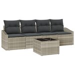 vidaXL Ensemble de repas de jardin 5 pièces avec coussins gris clair en poly rotin