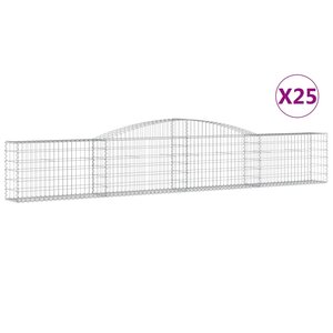 vidaXL Paniers à gabions arqués 25 Pièces 400x30x60/80 cm Fer galvanisé