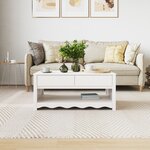 Table basse vidaXL "DRAMMEN" Blanche 99x55x45 cm en bois massif de pin