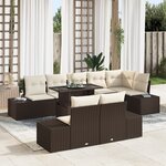 vidaXL Ensemble de canapé de jardin 9 pièces avec coussins Marron en poly rattan