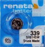 Blister de 1 Pile bouton oxyde argent X339 SR614SW RENATA