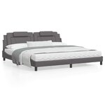 vidaXL Lit avec matelas gris 200x200 cm similicuir