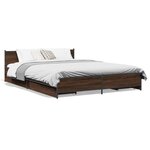 vidaXL Cadre de lit et tiroirs chêne marron 150x200 cm bois ingénierie