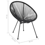 vidaXL Chaises de jardin en forme de lune 2 Pièces Rotin Noir