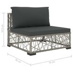 vidaXL Salon de jardin 5 Pièces avec coussins Résine tressée Gris