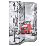vidaXL Cloison de séparation 160 x 170 cm Bus londonien Noir et blanc