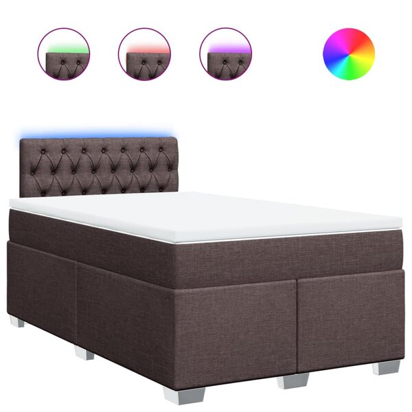 vidaXL Sommier à lattes de lit et matelas marron foncé 120x190cm tissu