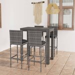 vidaXL Ensemble de bar d'extérieur 5 Pièces coussins Résine tressée Gris