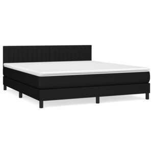 vidaXL Sommier à lattes de lit avec matelas Noir 180x200 cm Tissu