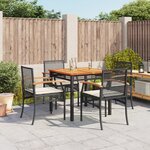 vidaXL Ensemble à manger de jardin coussins 5Pièces Noir Résine tressée
