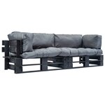 vidaXL Canapés de jardin palette 2 Pièces avec coussins gris Pinède