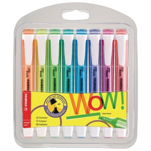 Surligneurs swing® cool couleurs fluorescentes assorties dans un étui en plastique pointe biseautée 1 + 4 mm 275/8-3 lot de 8 (paquet 8 unités)