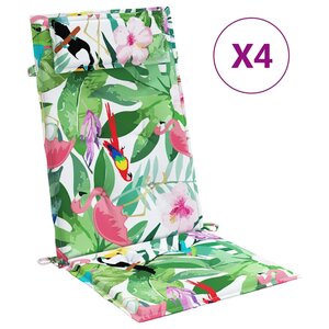 vidaXL Coussins de chaise à dossier haut lot de 4 multicolore