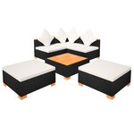 vidaXL Salon de jardin 6 Pièces avec coussins résine tressée noir
