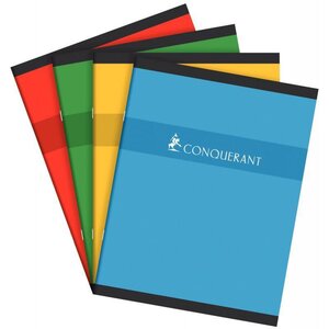 Cahier piqûre 60 pages seyès 70 g  couverture carte  format 17 x 22 cm CONQUERANT
