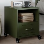 vidaXL Table de chevet vert olive 36x39x43 5 cm acier