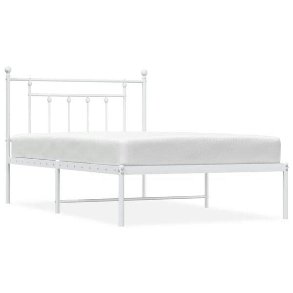 vidaXL Cadre de lit métal avec tête de lit blanc 107x203 cm