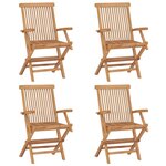 vidaXL Chaises de jardin avec coussins vert vif lot de 4 Bois de teck