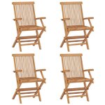 vidaXL Chaises de jardin avec coussins vert vif 4 Pièces Bois de teck