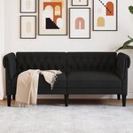 vidaXL Canapé Chesterfield 2 places noir tissu