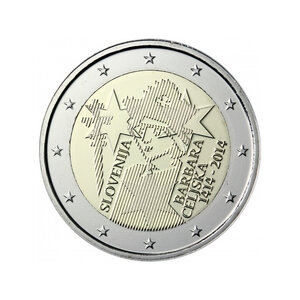 Monnaie 2 euros commémorative slovénie 2014 - barbara de cillei