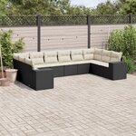 vidaXL Salon de jardin 10 Pièces avec coussins noir résine tressée