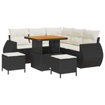 Set de canapé de jardin 8 pièces vidaXL avec coussins noir poly rotin acacia