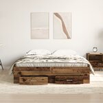 Cadre de lit vidaXL avec tiroirs Bois ancien 135x190 cm Bois d'ingénierie