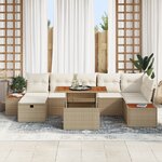 vidaXL Set de canapé de jardin 8 pièces avec coussins beige en rotin synthétique