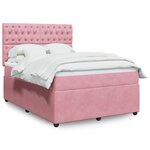 vidaXL Sommier à lattes de lit avec matelas Rose 160x200 cm Velours