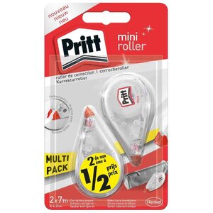 Blister de 2 Rollers de correction Mini 4 2 mm x 7 m Transparent x 10 PRITT