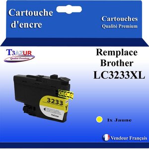 T3AZUR- Cartouche compatible avec Brother LC3233 XL Jaune pour Brother DCP-J1100DW MFC-J1300DW