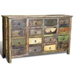 vidaXL Armoire avec 16 tiroirs en style antique Bois massif recyclé
