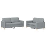 vidaXL Ensemble de canapés 2 Pièces avec coussins Gris clair Tissu