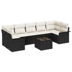 vidaXL Ensemble de canapé de jardin 8 pièces avec coussins en poly rattan noir