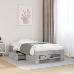 vidaXL Cadre de lit gris béton 90x190 cm bois d'ingénierie