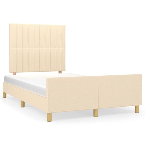 vidaXL Cadre de lit avec tête de lit Crème 120x200 cm Tissu