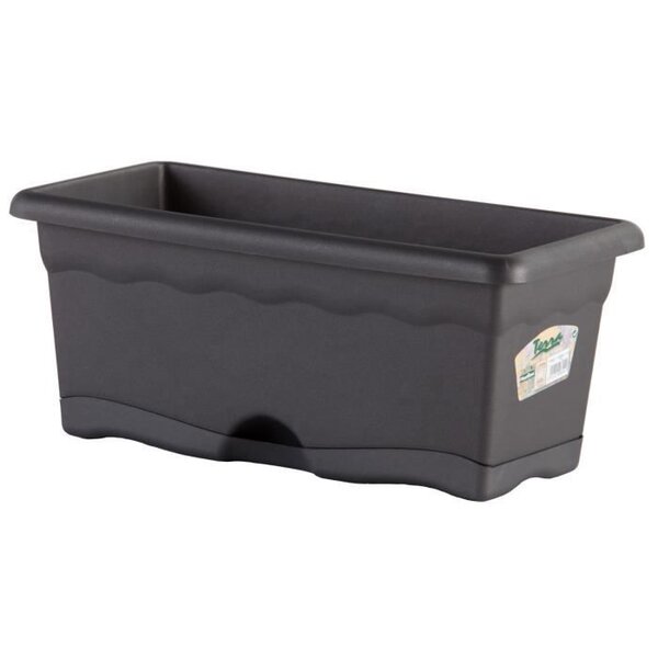 PLASTIKEN Jardiniere rectangulaire - 40 X 20 cm avec plateau - Anthracite