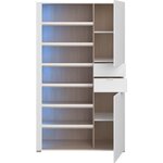 Armoire à chaussures SHoeS - chêne et Steam noir - 2 portes + 1 tiroir - 110 x 186 x 33 cm - 20 paires