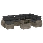 vidaXL Salon de jardin 9 Pièces avec coussins gris résine tressée