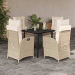 vidaXL Ensemble à manger de jardin avec coussins 5Pièces Beige poly rotin