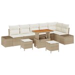 vidaXL Ensemble de Canapés de Jardin 9 pièces avec coussins beiges en poly rattan acacia