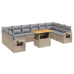 vidaXL Salon de jardin 11 Pièces avec coussins beige résine tressée