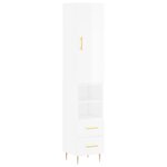 vidaXL Buffet haut Blanc brillant 34 5x34x180 cm Bois d'ingénierie