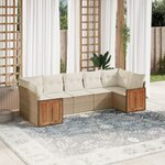 vidaXL Salon de jardin avec coussins 7 Pièces beige résine tressée