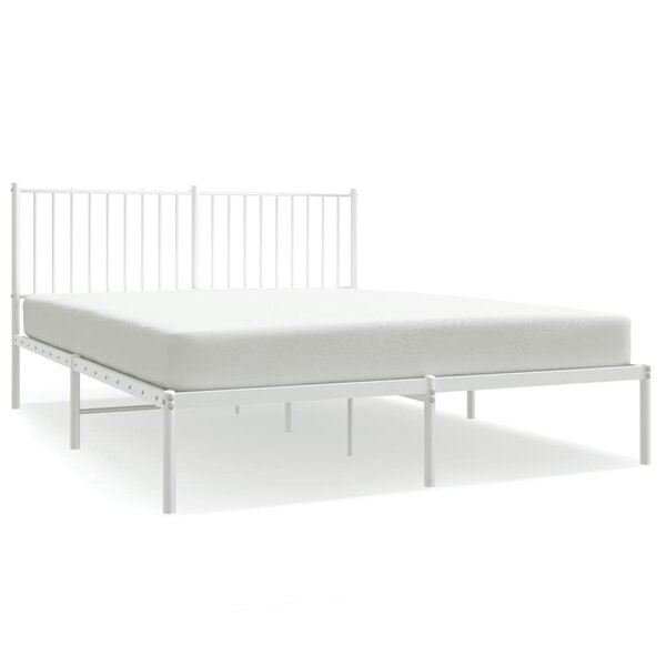 vidaXL Cadre de lit métal avec tête de lit blanc 160x200 cm