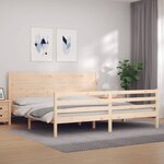 vidaXL Cadre de lit avec tête de lit 200x200 cm bois massif