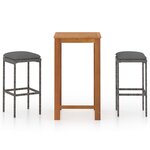vidaXL Ensemble de bar de jardin avec coussins 3 Pièces Gris